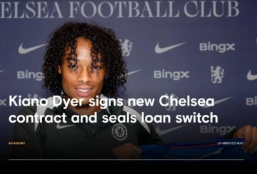 官方：切尔西续约中场小将迪尔至2030年，本赛季将租借荷甲福伦丹