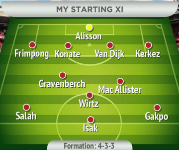 英超大结局？媒体列利物浦首发 萨拉赫+维尔茨+伊萨克